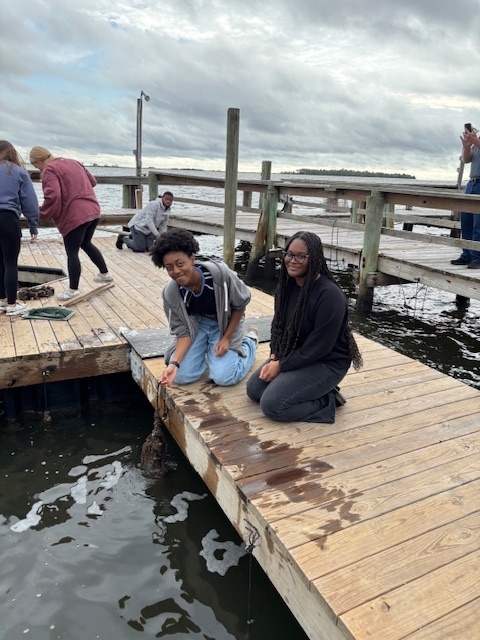 Students on the dock