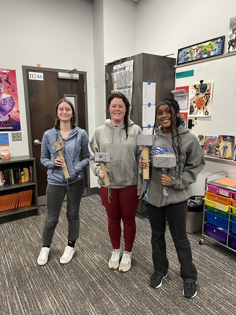 Students with finished hammers