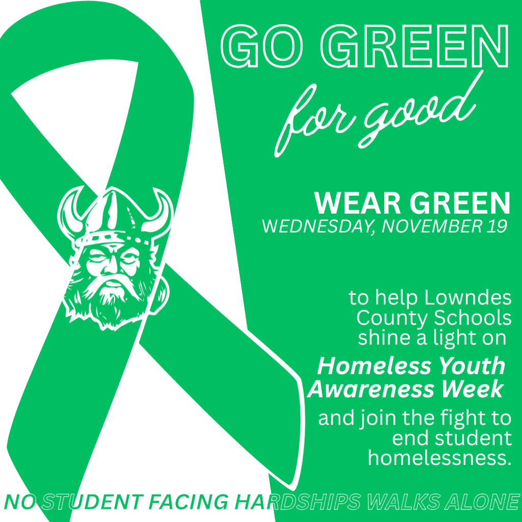 Homeless Youth Awareness Week - Wear green on Wednesday, November 19
