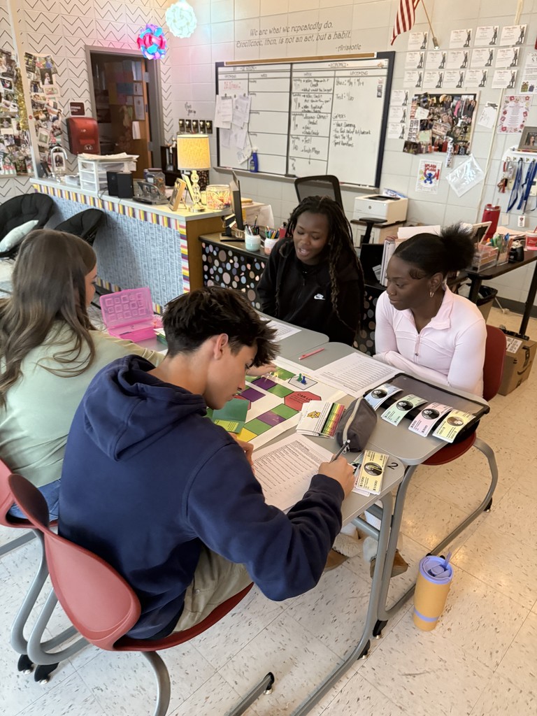 Students playing Creditland game