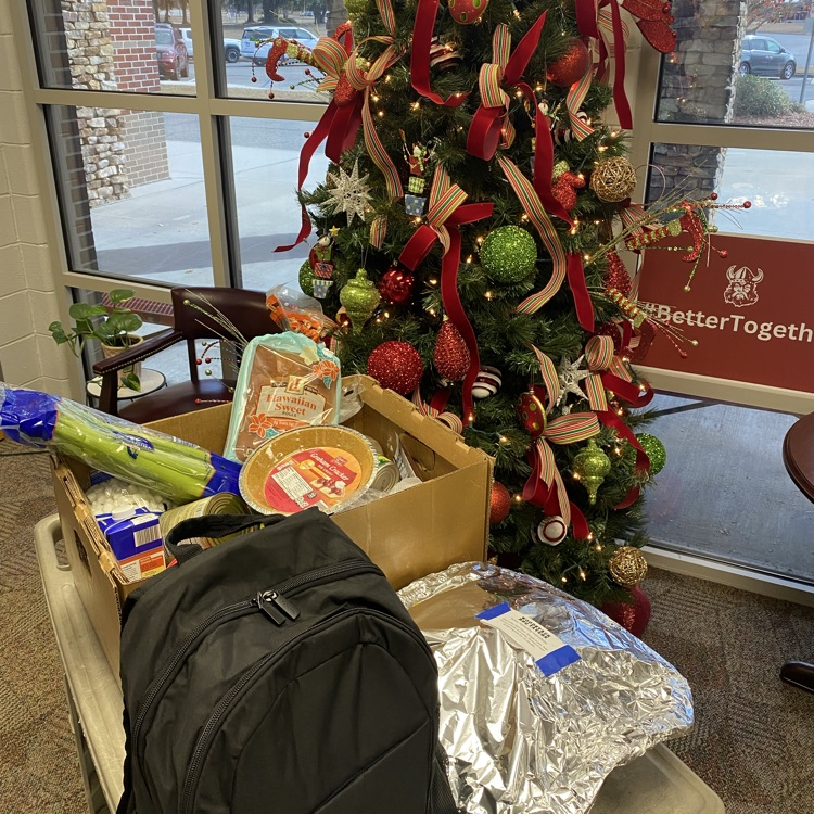 food by Christmas tree 