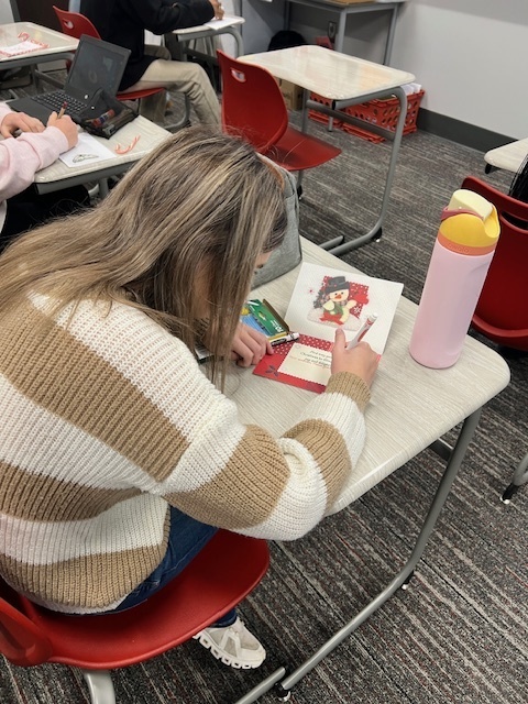 Student making a card