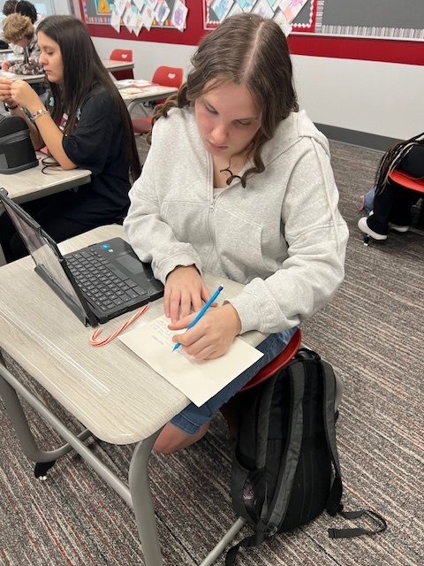 Student making a card