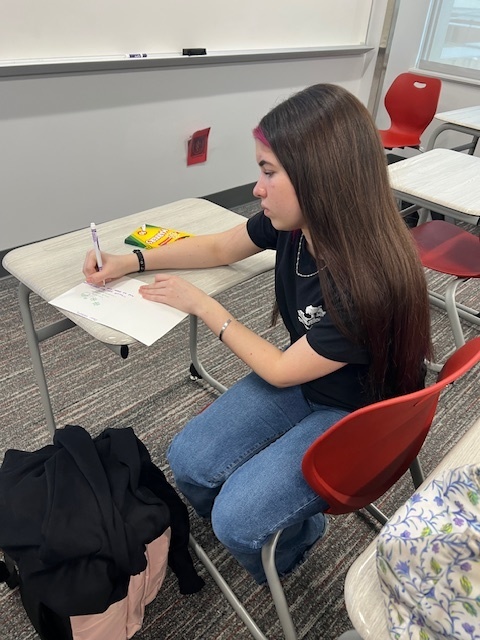 Student making a card