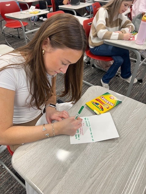 Student making a card