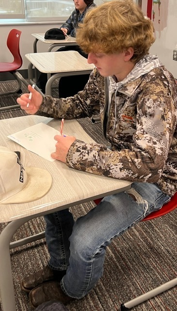 Student making a card