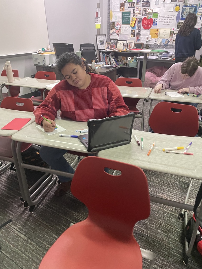 Student making a card