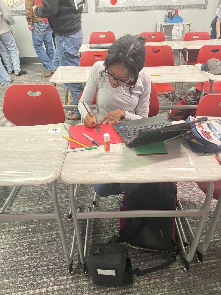 Student making a card