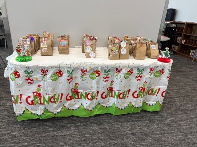 Table with treat bags