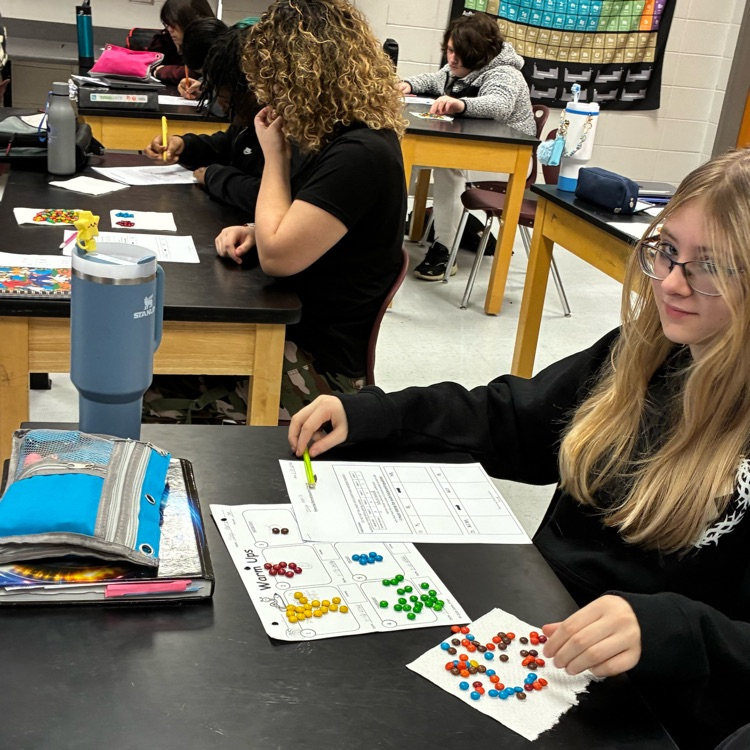 student solving equations with m and ms