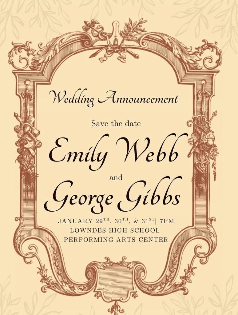 Wedding announcement for Emily Webb and George Gibbs