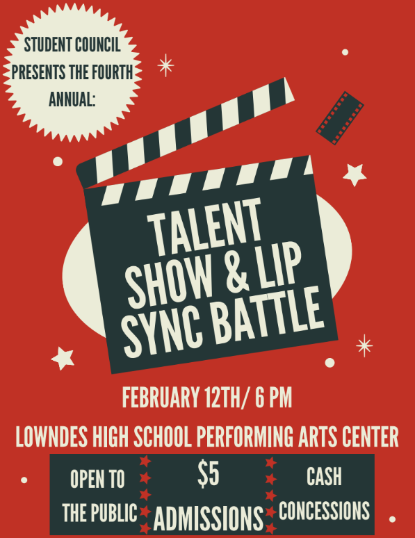 4th Annual Talent Show & Lip Sync Battle  February 12th @ 6pm  Open to the Public $5 admiission  and Cash concessions available