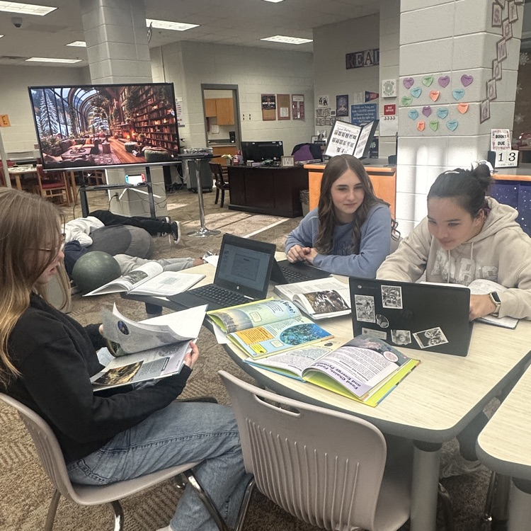 students researching