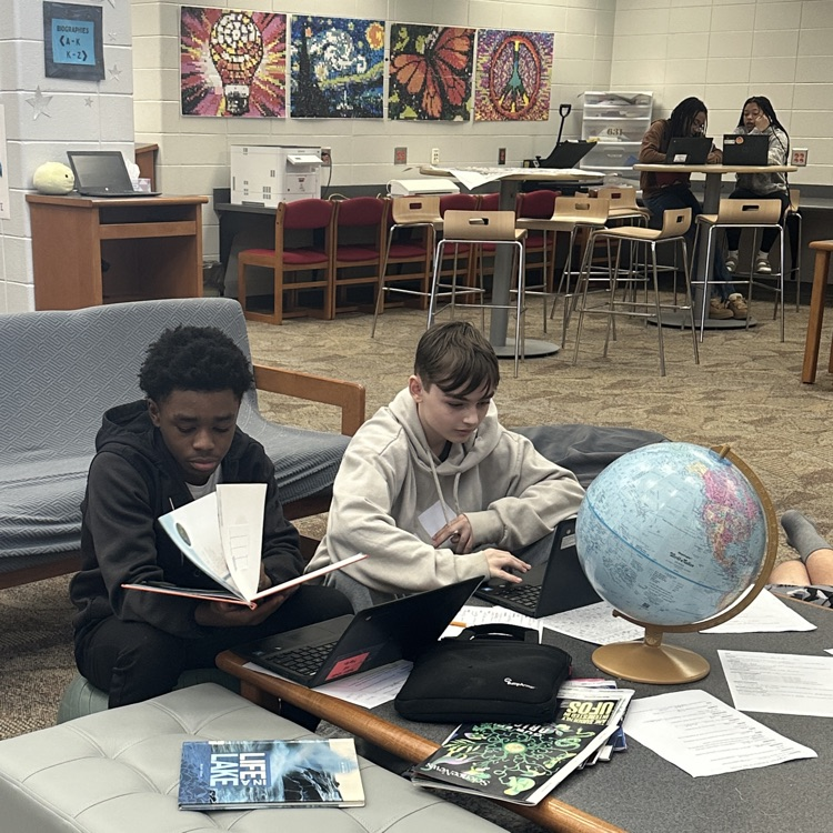 students researching