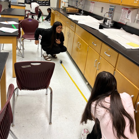 student completing lab