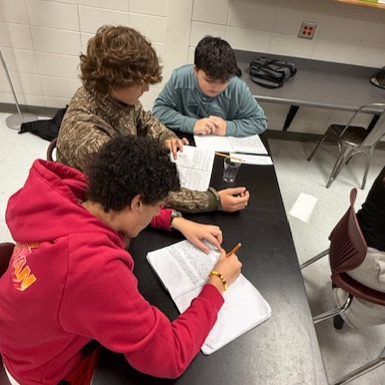 students doing lab activity