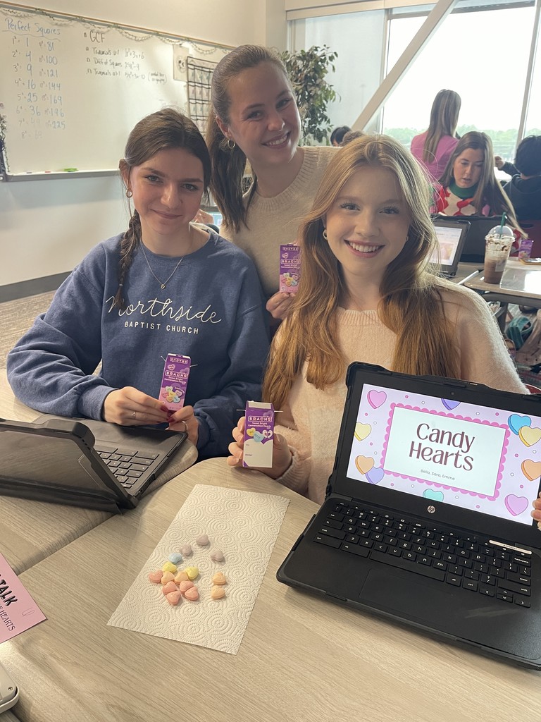 Students with candy hearts