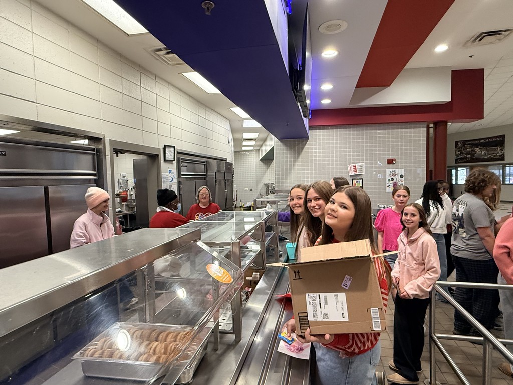 Delivering Valentines to the cafeteria staff
