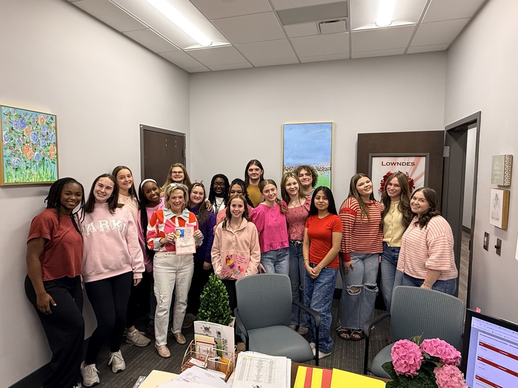 Delivering Valentines to Ms. Mares in the office