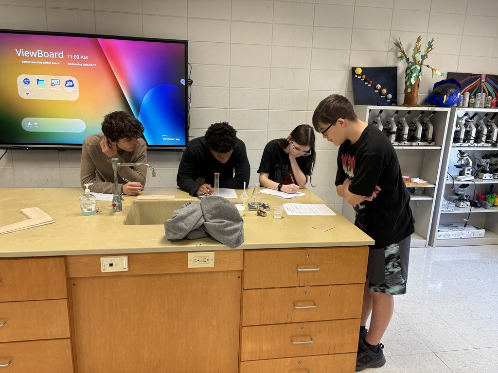 Four students noting their observations