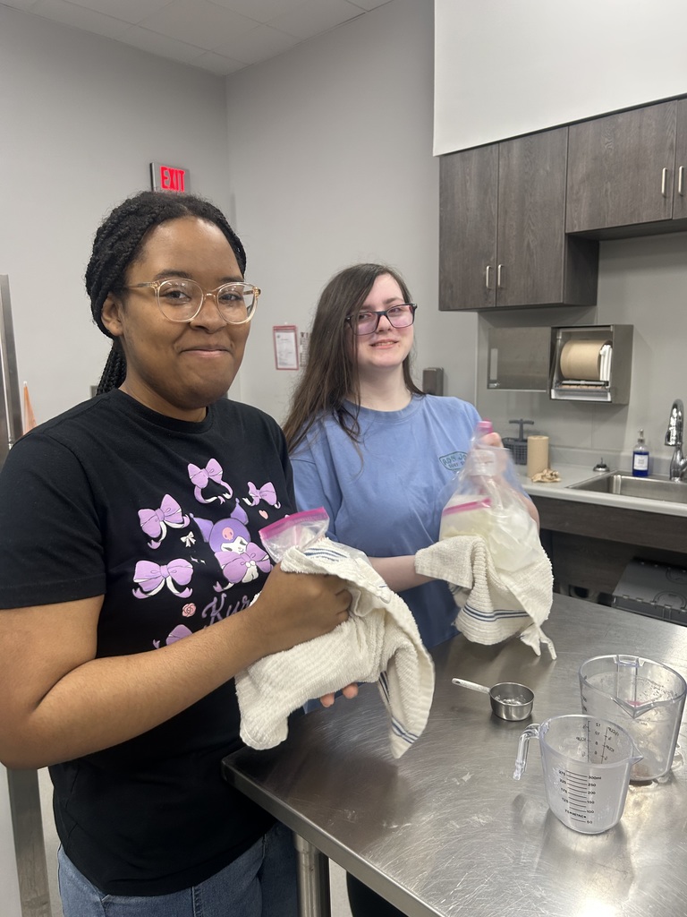 Students making ice cream.