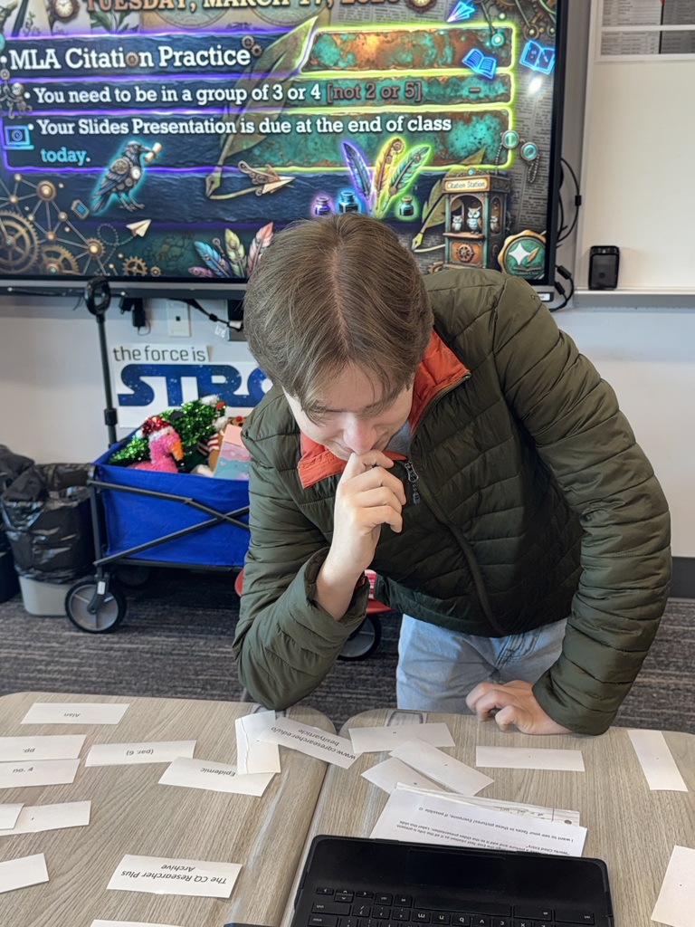 Student working on MLA citations