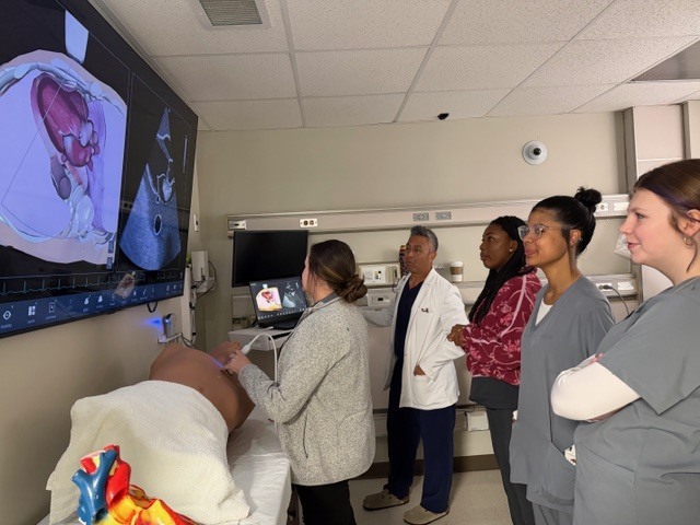 Allied health student participating in a simulation