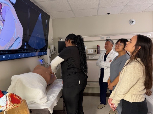 Allied health student participating in a simulation