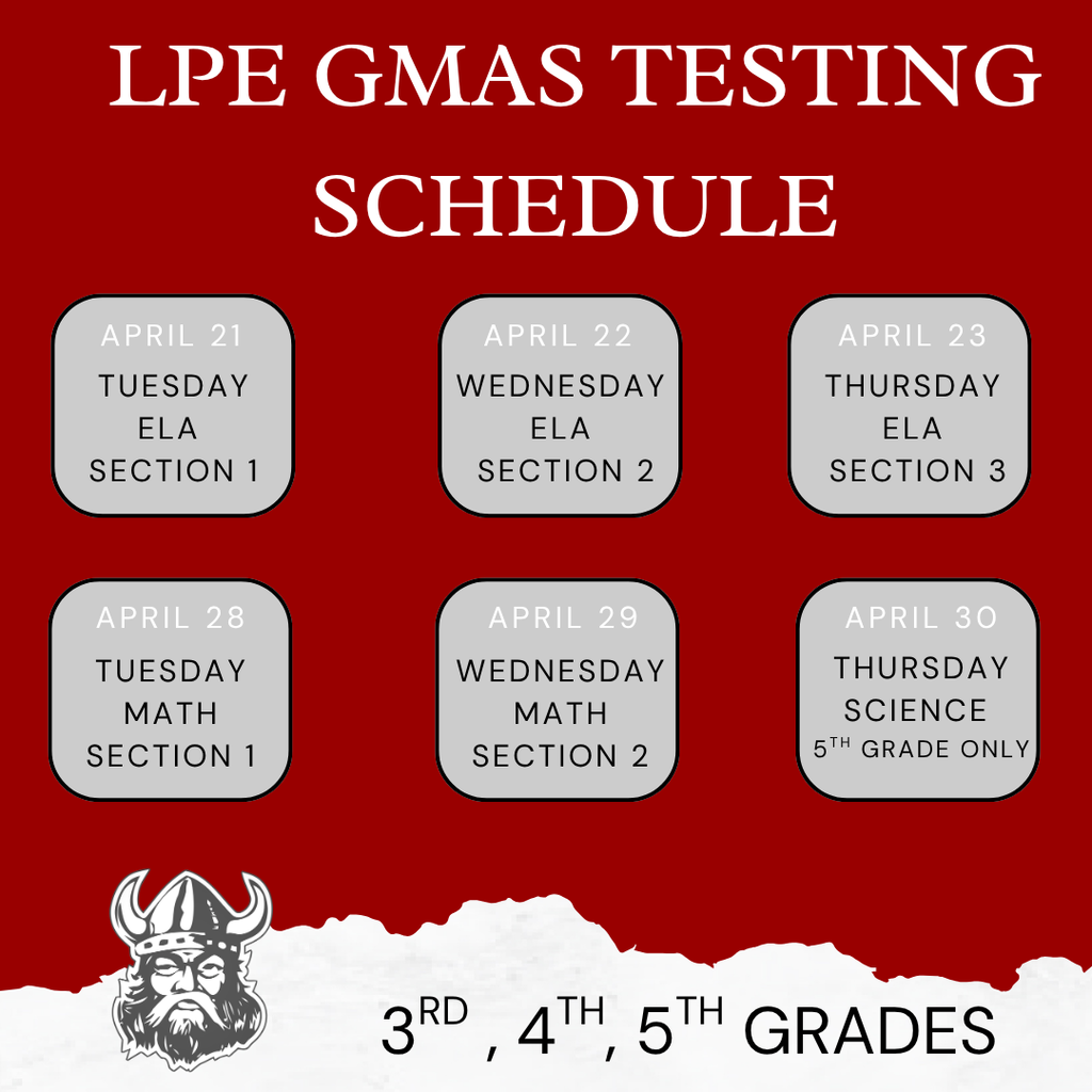 GMAS testing schedule