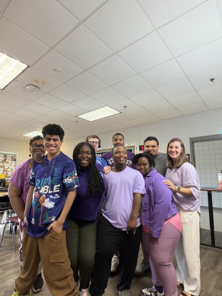 Mrs. Fletcher's class dressed in purple