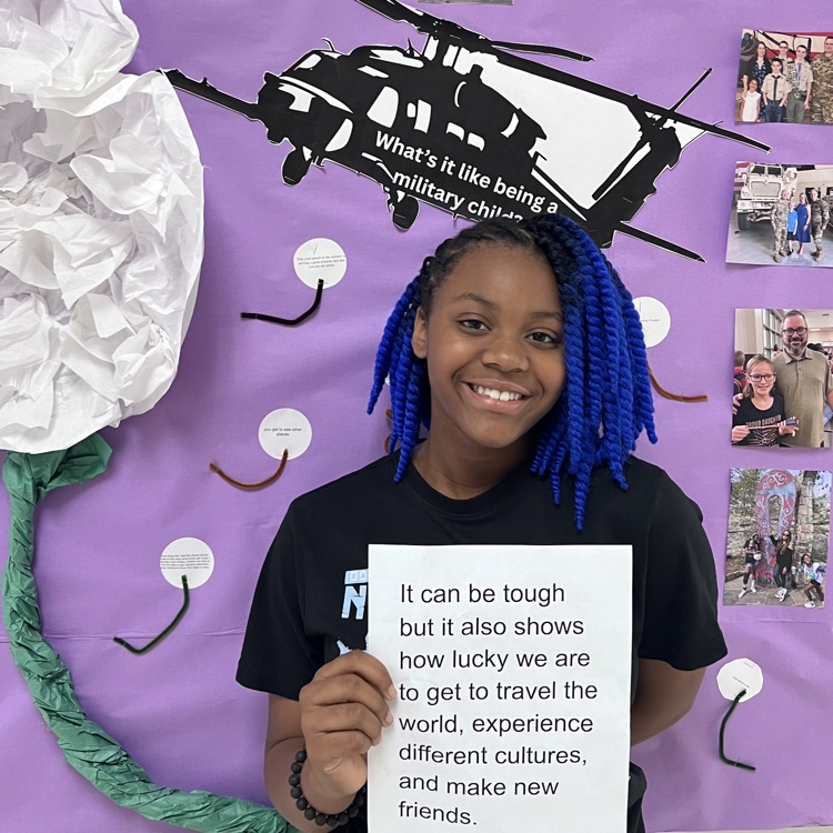 student sharing military child experience 