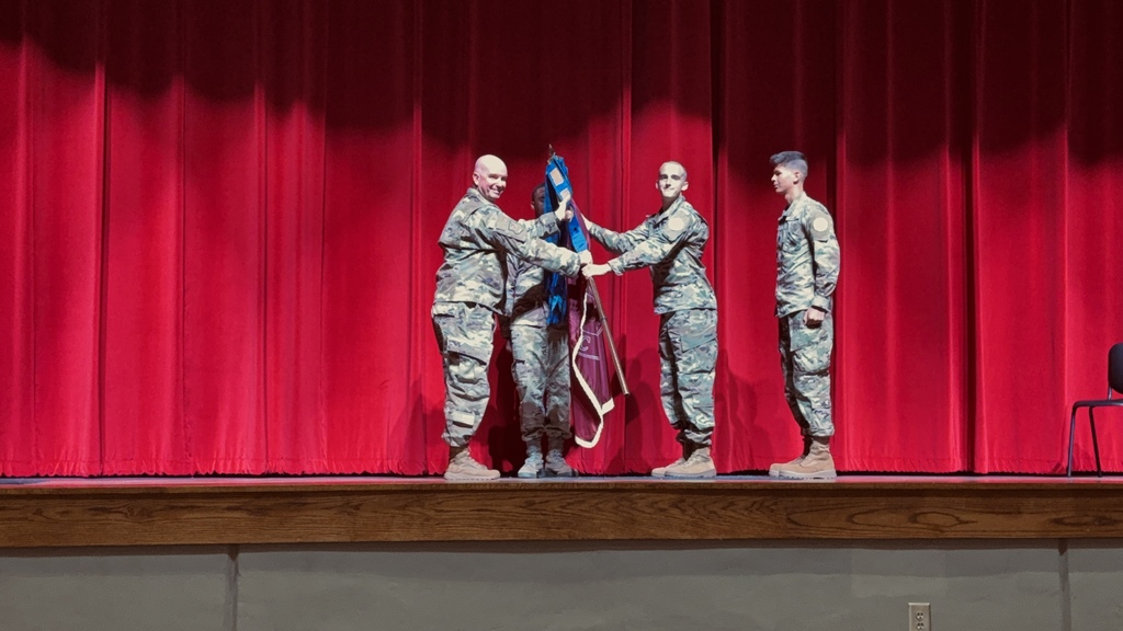 Cadet Colonel Ethan Powell relinquishing command