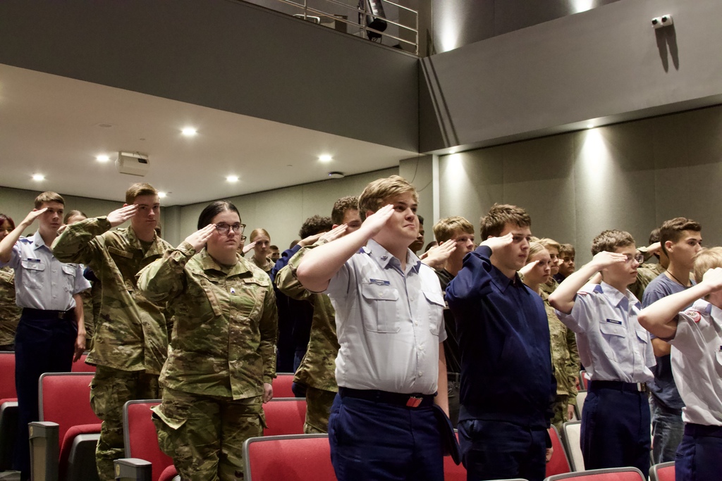 AFJROTC cadets saluting