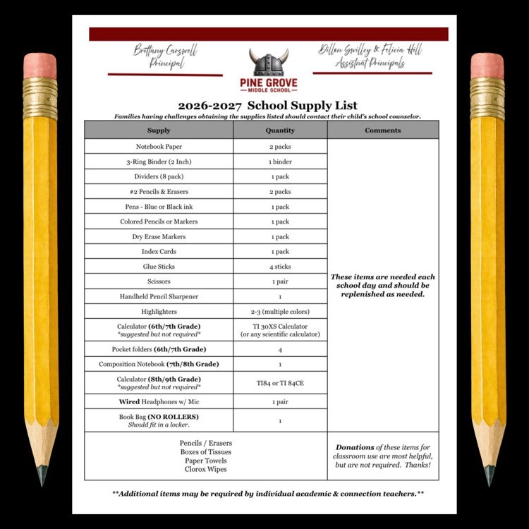 school supply list