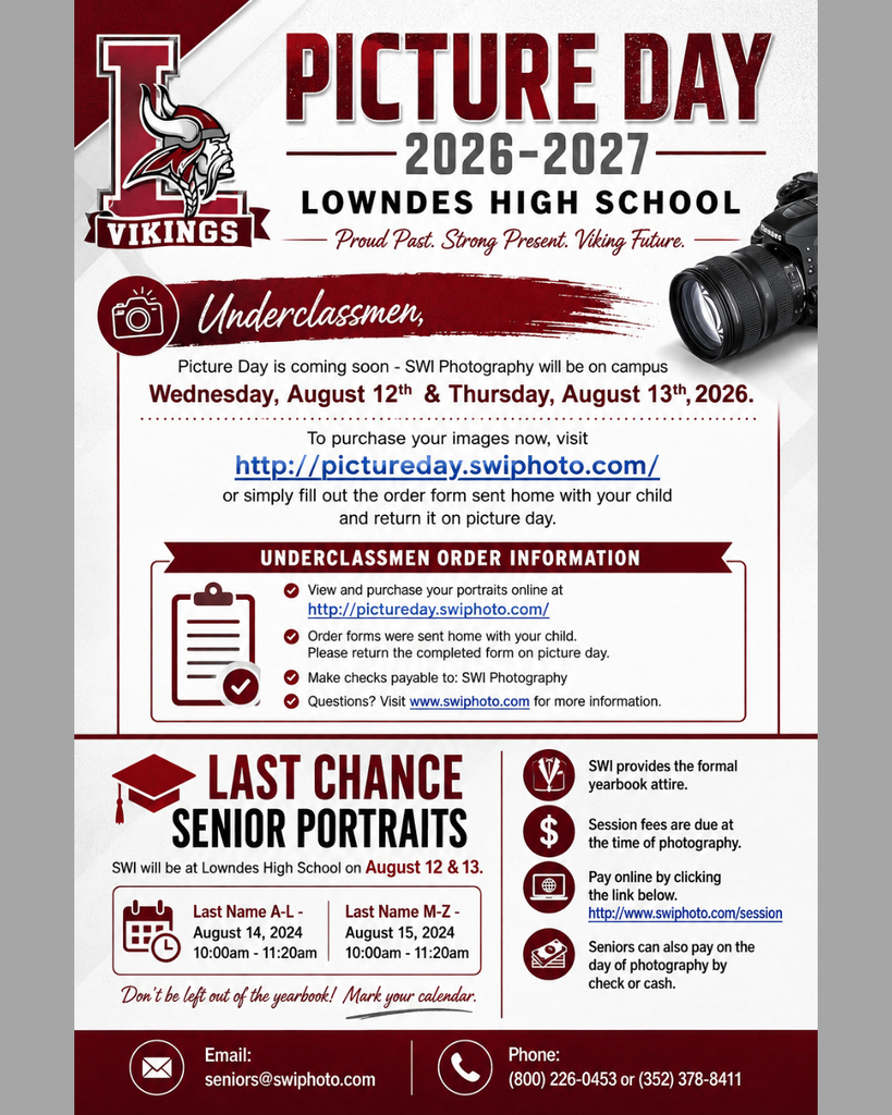 Picture Day Info flier August 12th & 13th