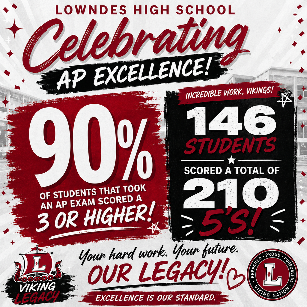 Celebrating AP Excellence: 90% scored 3 or higher, 146 students scored a total os 210 5's.