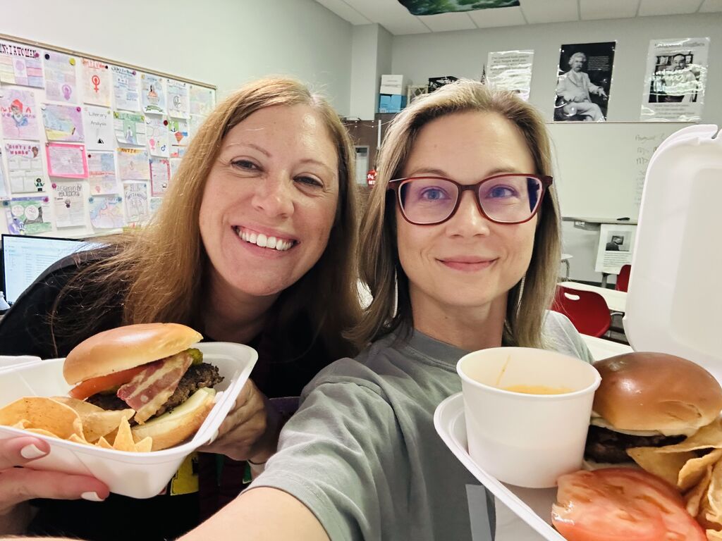 ELA teachers enjoying lunch