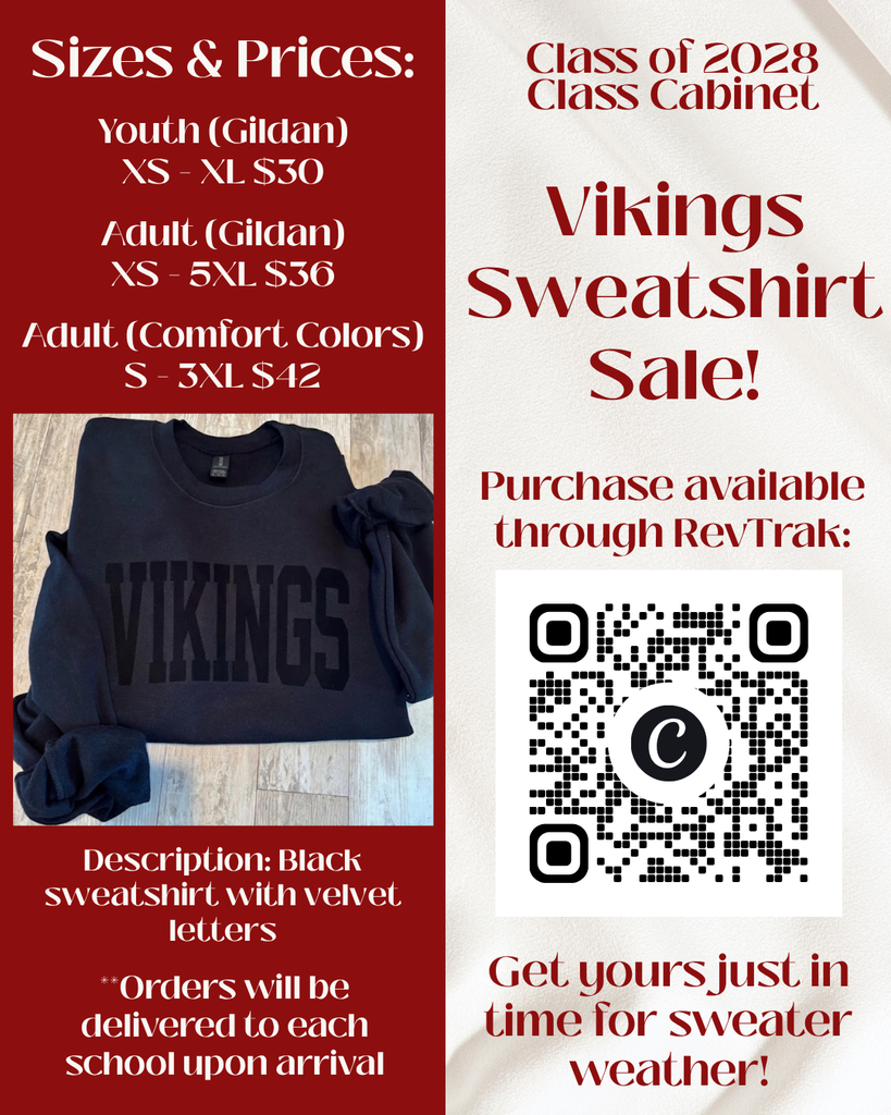Vikings Sweatshirt sale with QR code for ordering