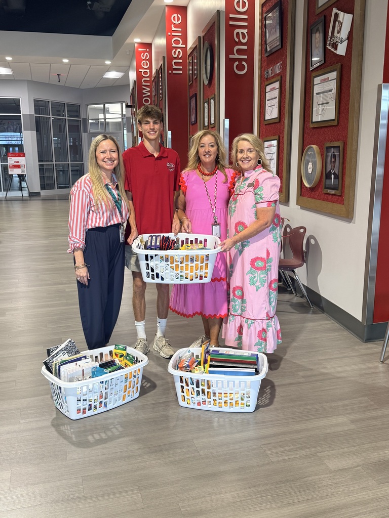 Landon delivering supplies to LHS Principal, Counselor, and Teacher