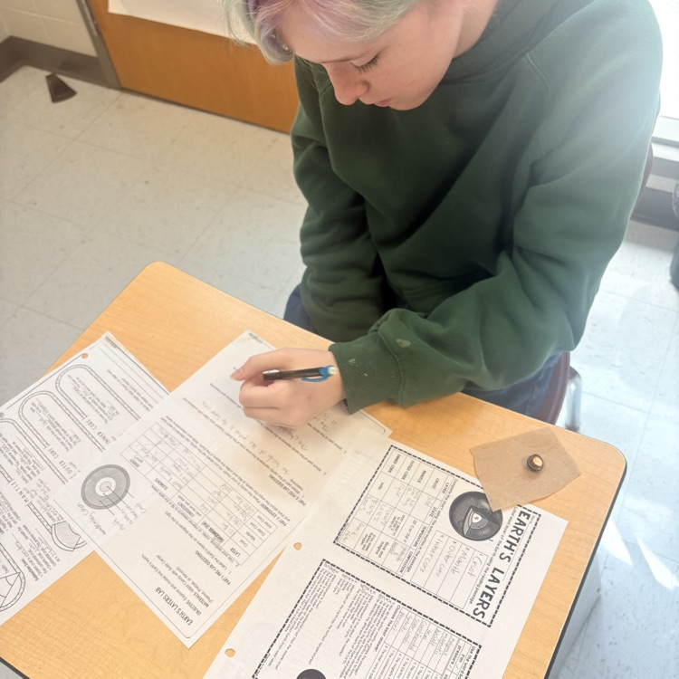 students doing Earth layers activity