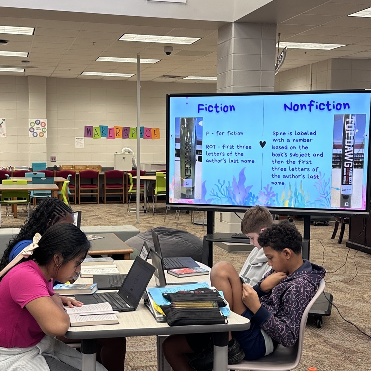 students in the library