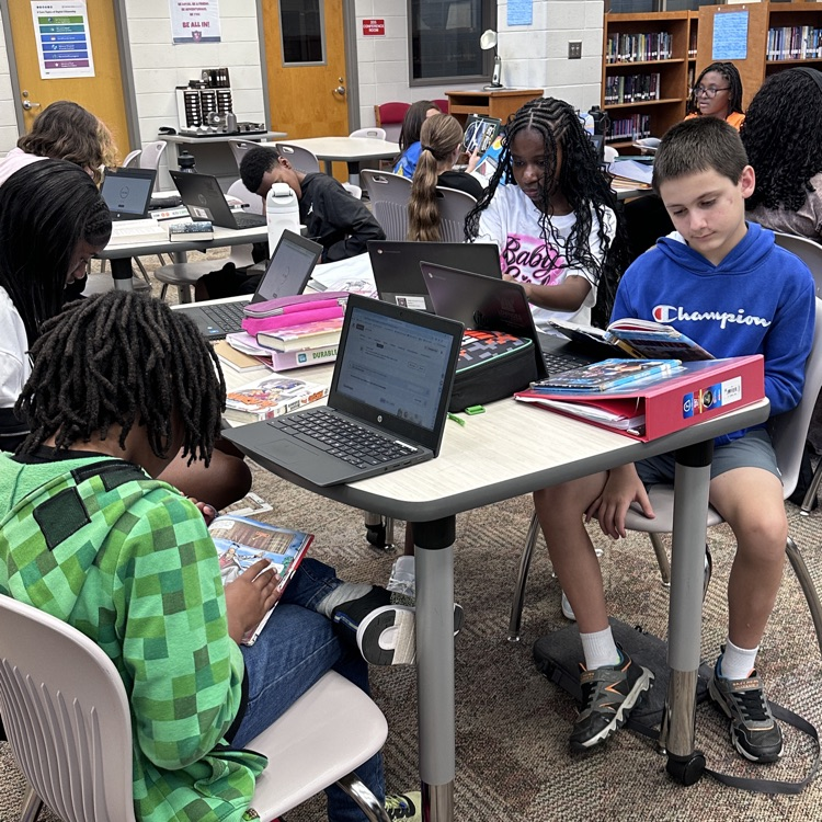 students in the library