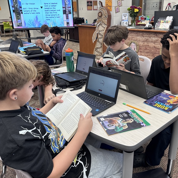 students in the library