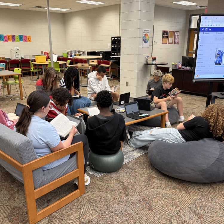 students in the library