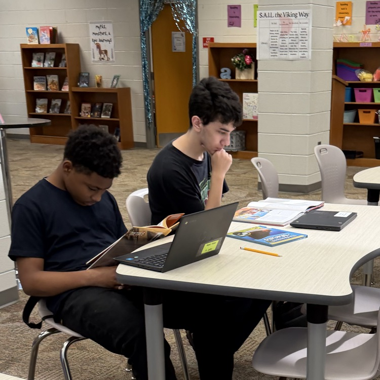 students in the library
