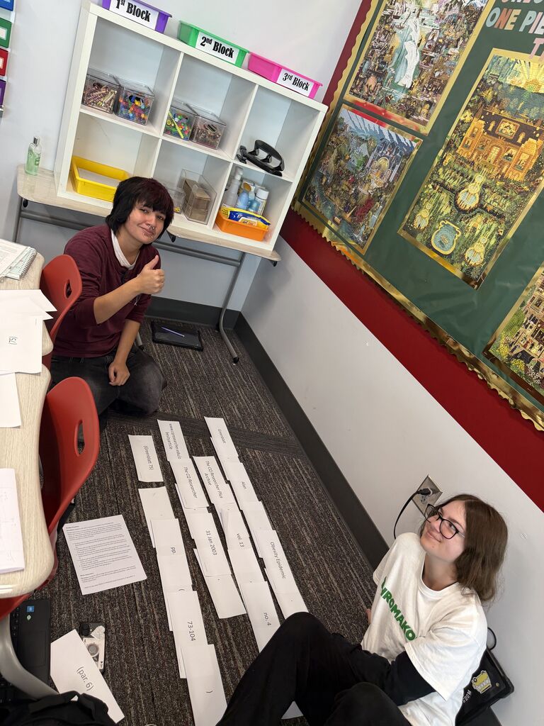 Students working together on citations