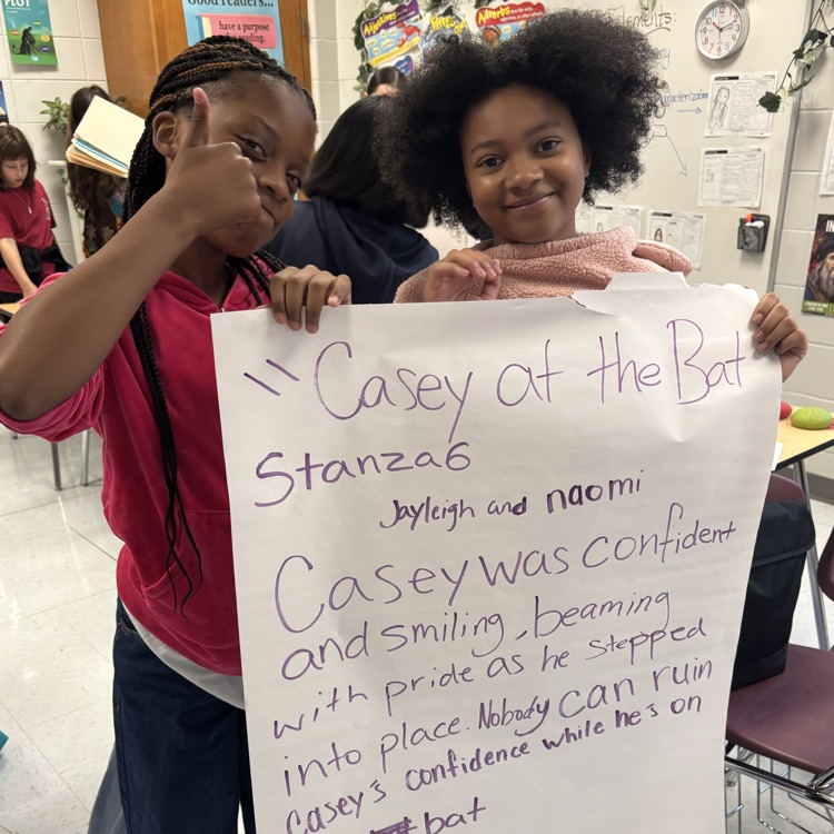 students working with poem 
