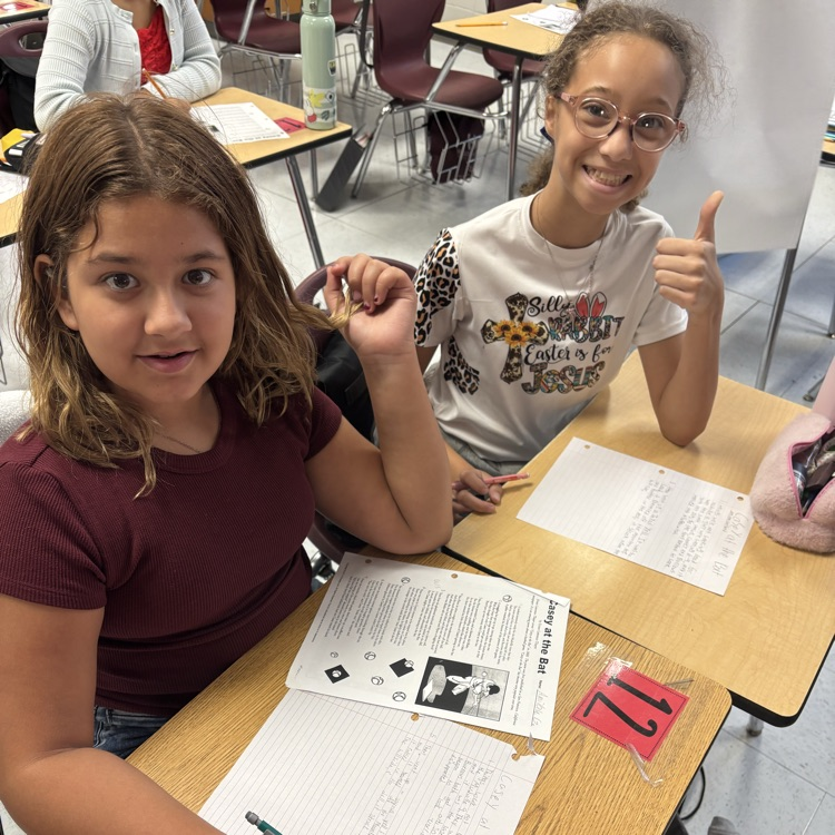 students working with poem 