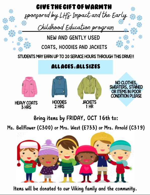 New and gently used coats, hoodies, and jackets, all ages & sizes accepted