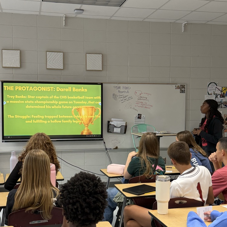 student presenting narrative  
